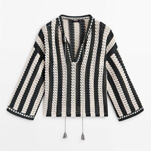 [NWT] Massimo Dutti Crochet Kaftan Sweater